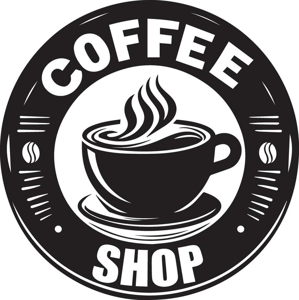 Coffee shop vector logo illustration black color silhouette 4