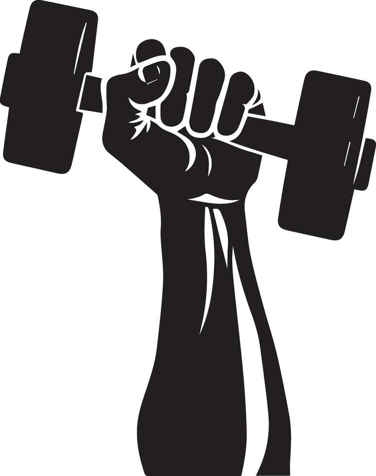 a hand holding a dumb bell , vector art, vector silhouette, black color silhouette, fill with black color, white background 12