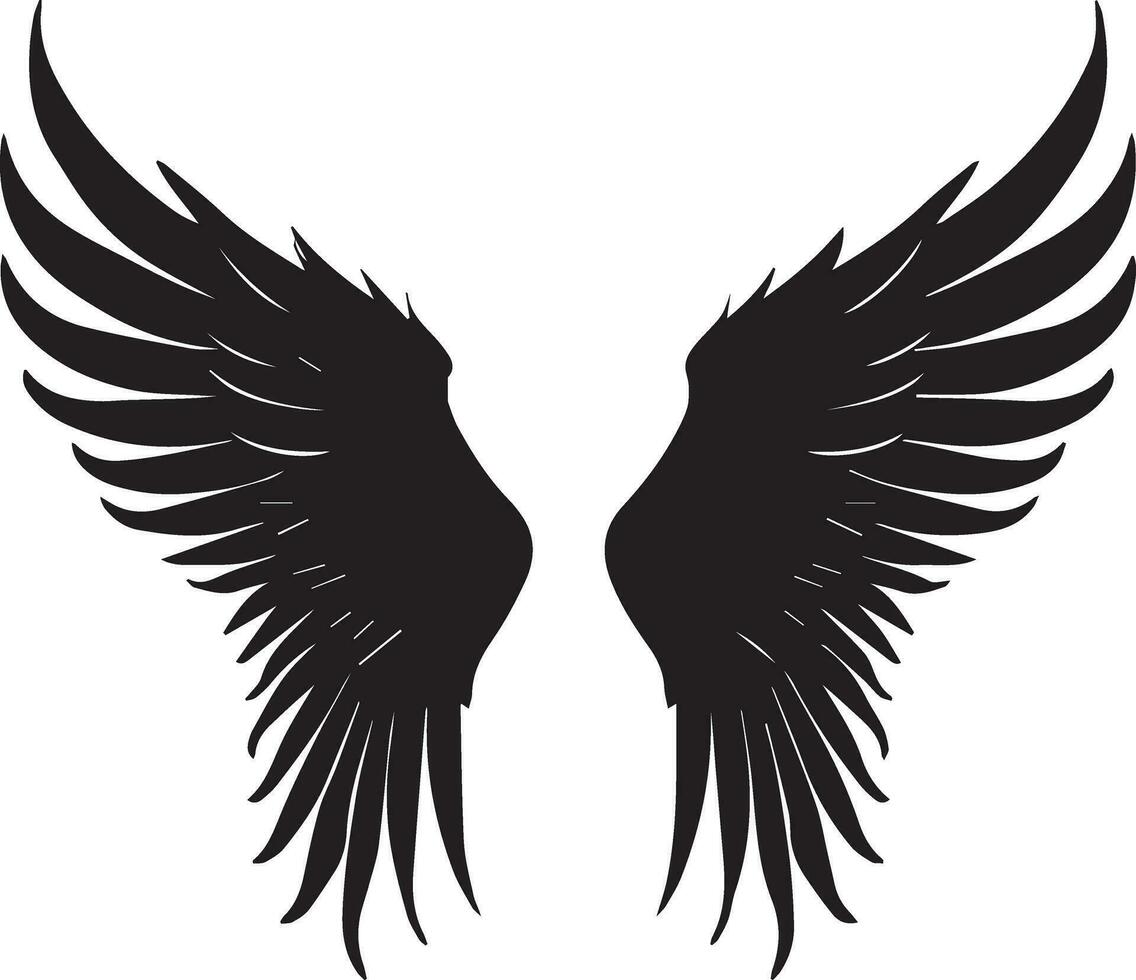 Wing Vector silhouette illustration black color 7