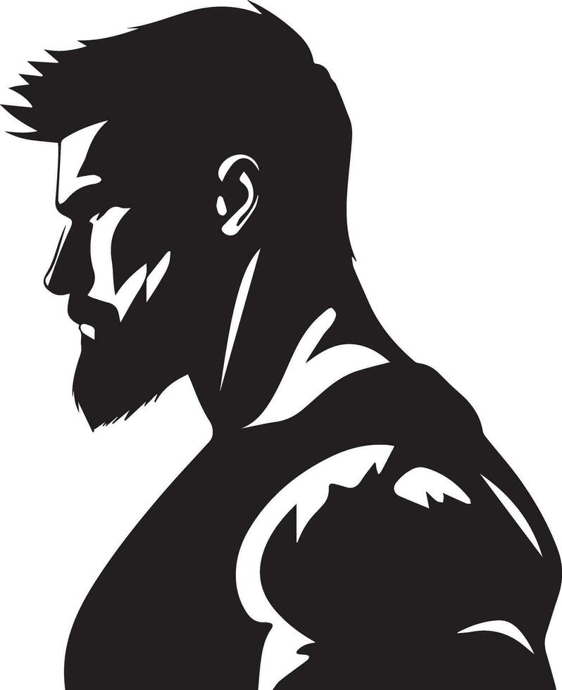 músculo hombre vector silueta ilustración negro color 11