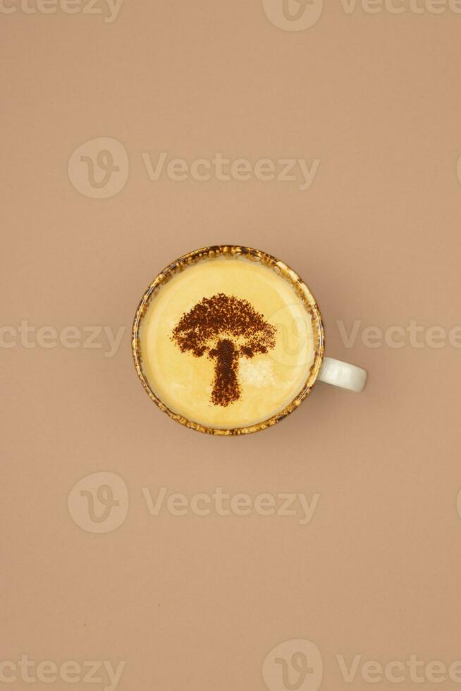 Mushroom coffee - trendy healthy drink with antioxidants. photo