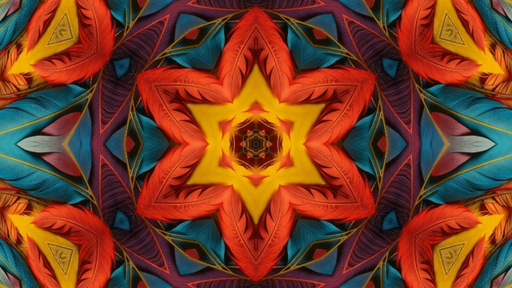 Stunning Abstract Kaleidoscope Background. Unique Multicolor Mosaic Texture in Seamless Geometric Pattern photo