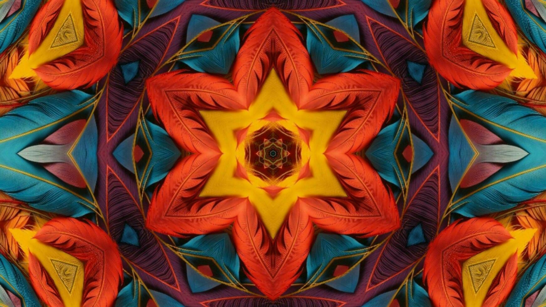 Stunning Abstract Kaleidoscope Background. Unique Multicolor Mosaic Texture in Seamless Geometric Pattern photo