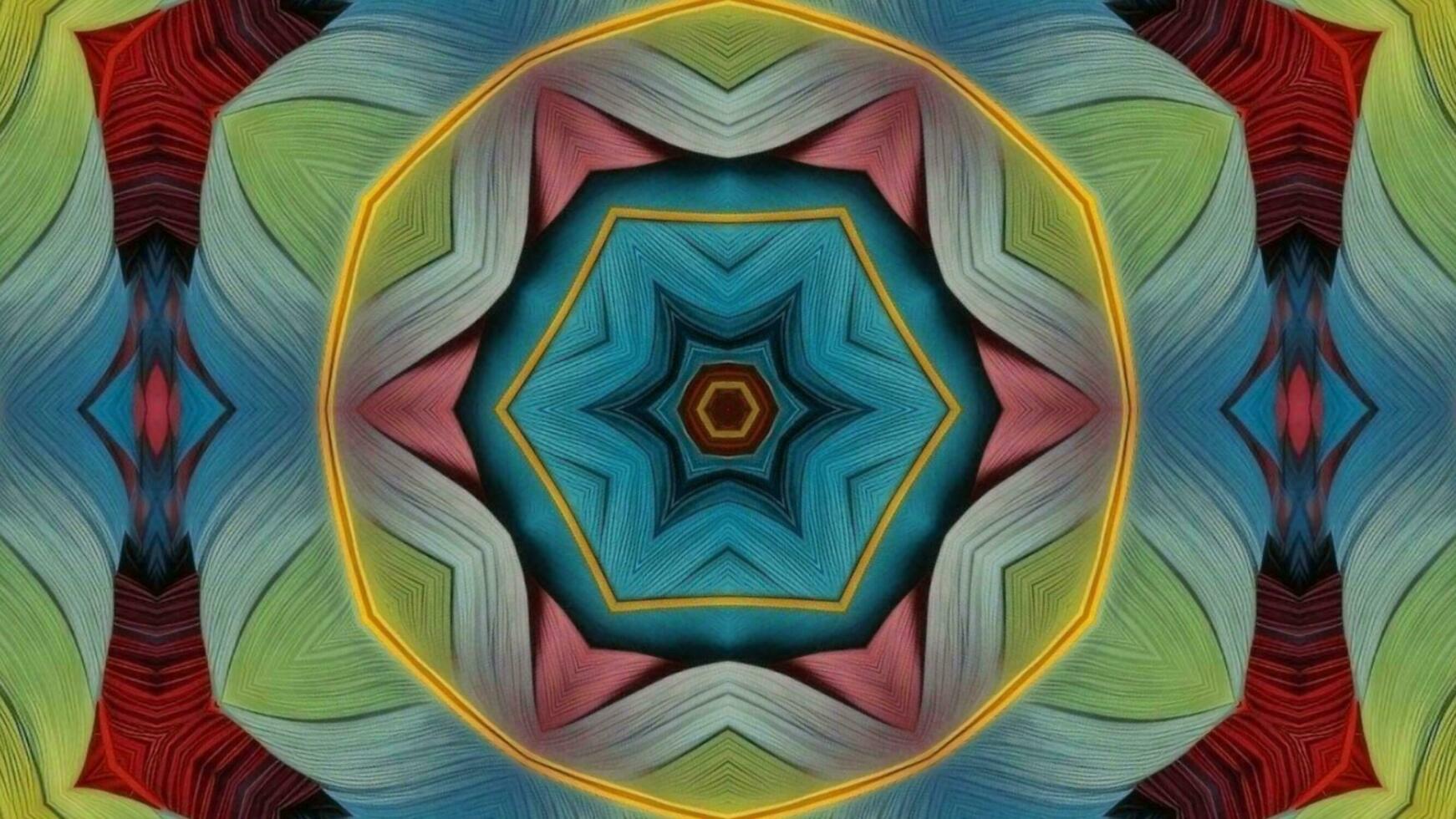 Stunning Abstract Kaleidoscope Background. Unique Multicolor Mosaic Texture in Seamless Geometric Pattern photo