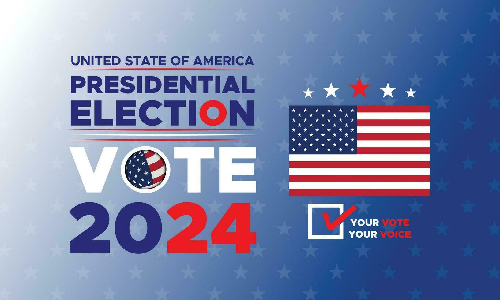 votar 2024. presidencial elección día en unido estados elección 2024 EE.UU. político elección Campaña bandera. fondo, correo, bandera, tarjeta, póster diseño con votar día noviembre 5 5 nosotros vector