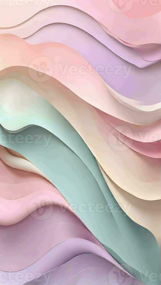 AI generated Abstract waves wallpaper, modern layered design, elegant pastel tones texture, ai generated photo