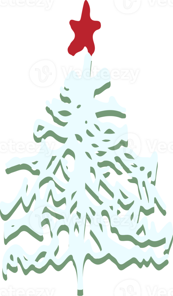 Set of Christmas tree. Sketch hand drawn xmas pattern. Doodle childlike silhouette art. Winter New year holiday firs, decor elements on isolated background. Vector vintage illustration png