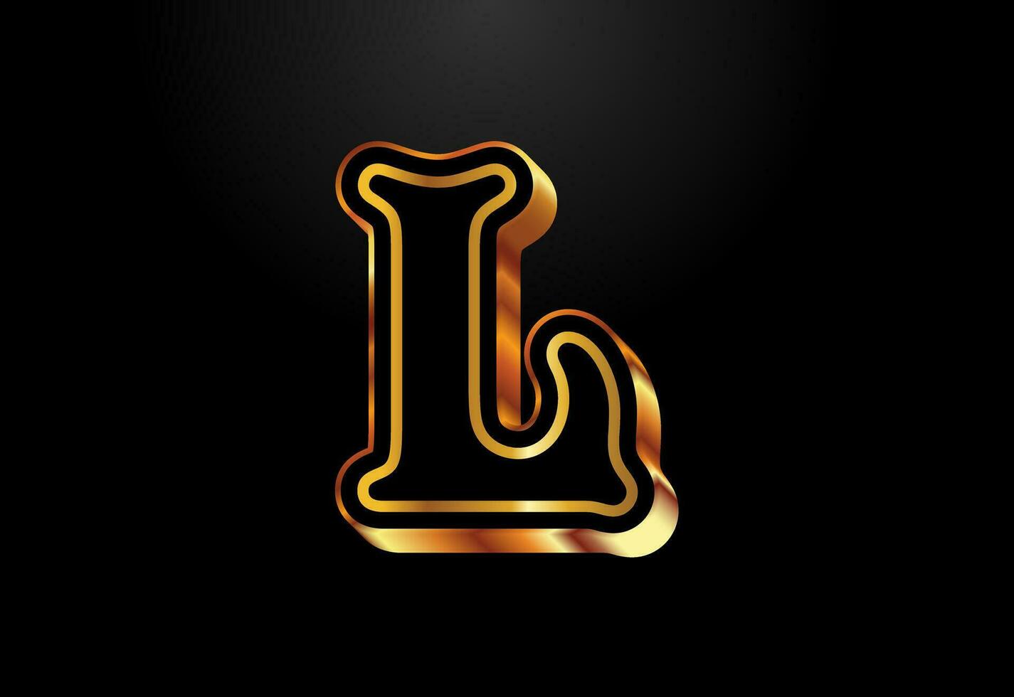 Gold and black color alphabet L. Elegant Gold Color alphabet vector illustration