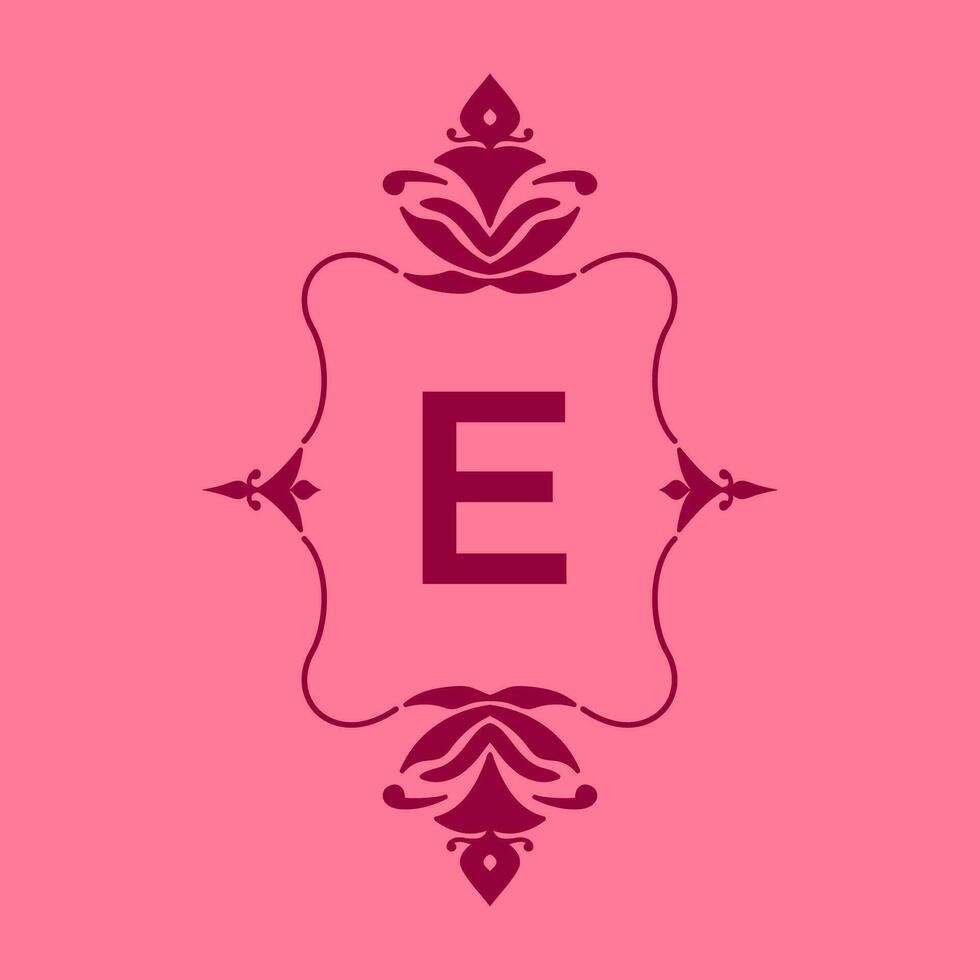 letter E classic beauty vintage initial vector logo frame design