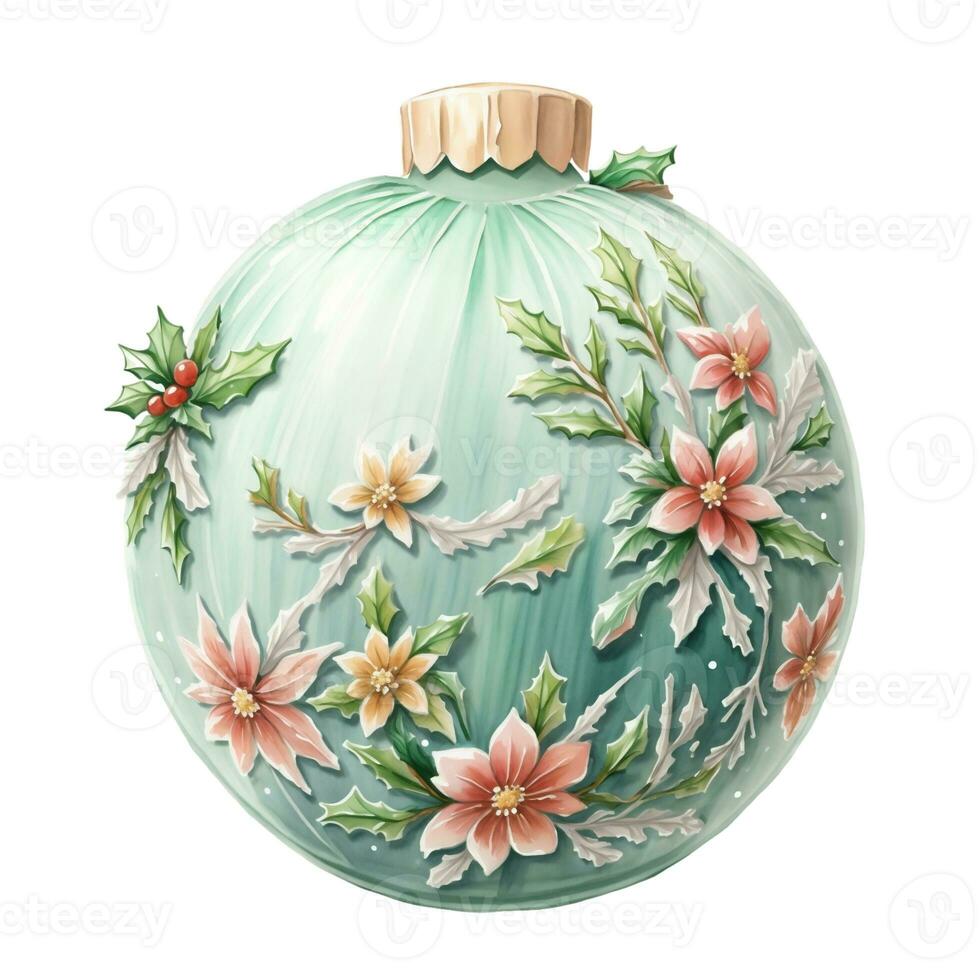 AI generated graphics of a beautiful  christmas bauble on a white background photo