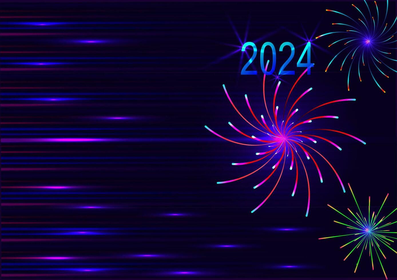Christmas and New year 2024 star fireworks explosion fantasy glowing abstract background art design vector illustration