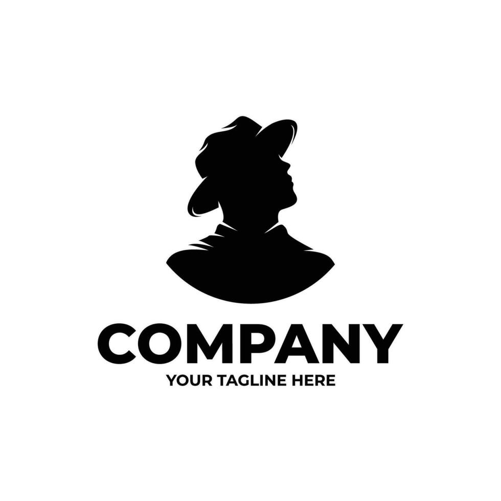 Silhouette of gentleman top hat logo design vector