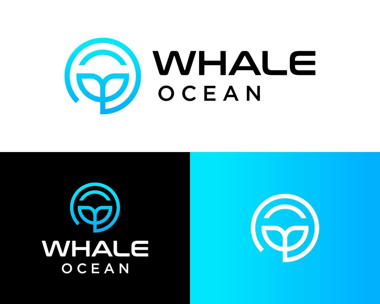 Whale tail swimming on the surface of the ocean logo design. vector