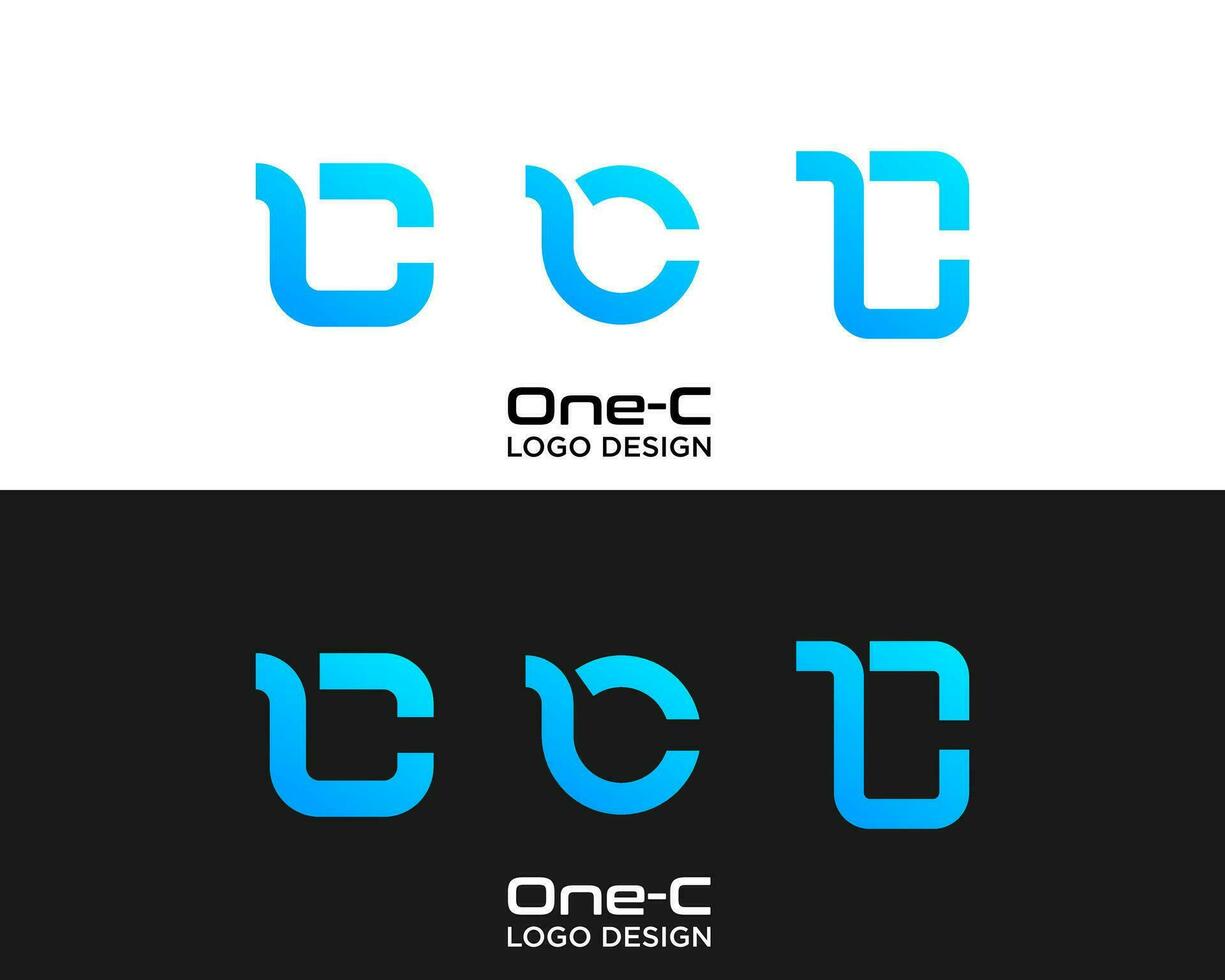 Letter C number 1 monogram technology logo design. vector