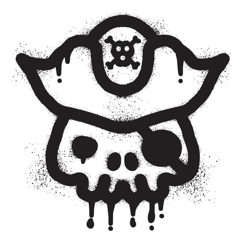 Pirate skull graffiti with black spray paint vector