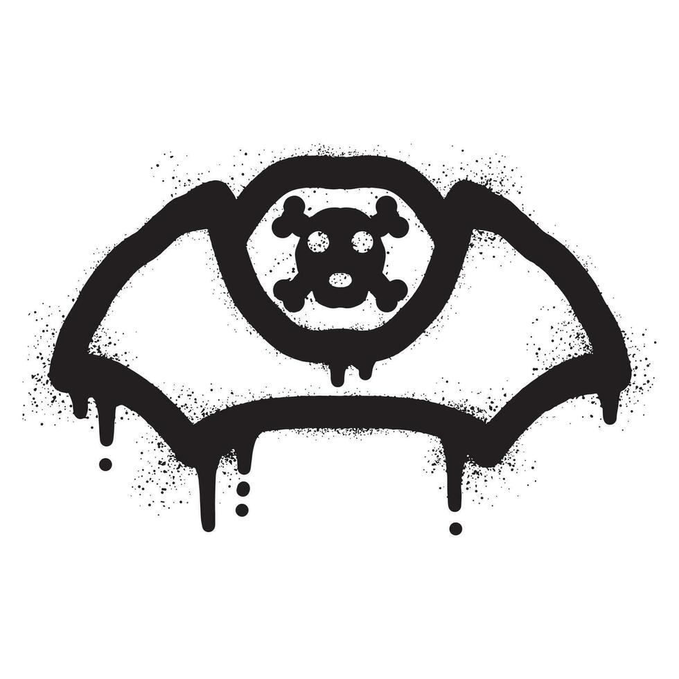 Pirate hat graffiti with black spray paint vector