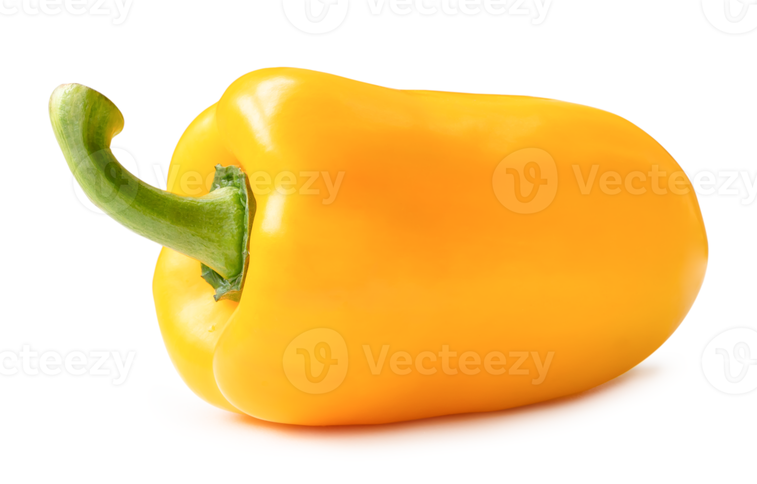 Fresh beautiful yellow bell or sweet pepper isolated with clipping path and shadow in png file format. Sweet paprika chili