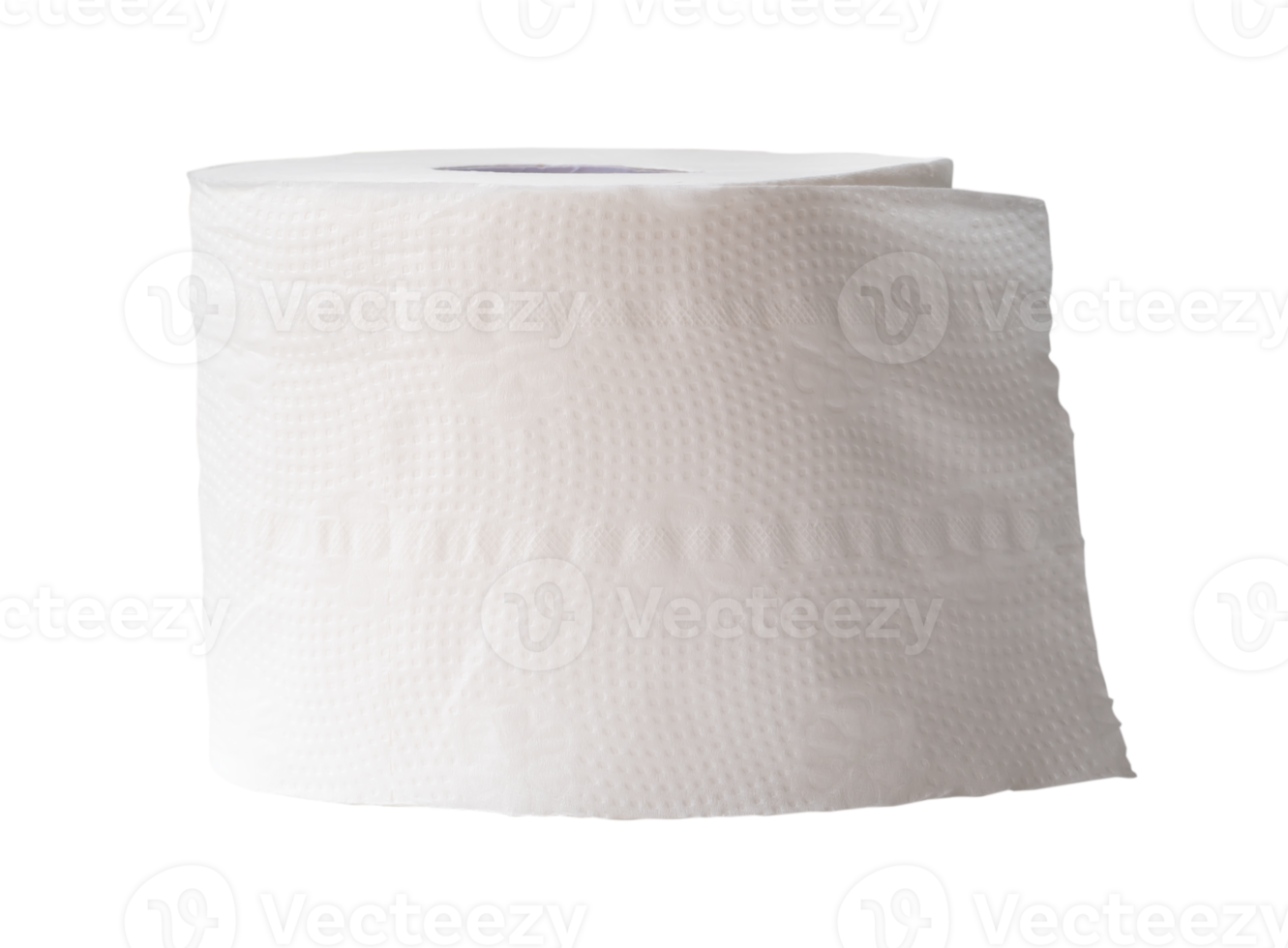 Single roll of white tissue paper or napkin prepared for use in toilet or restroom isolated with clipping path in png file format
