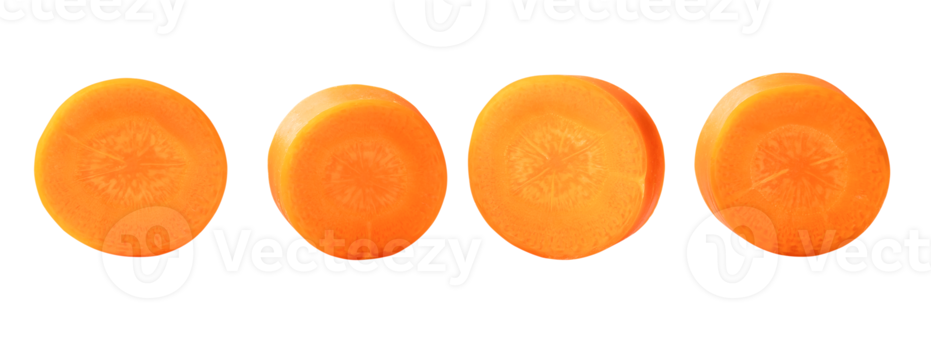Beautiful orange  carrot slices in set isolated with clipping path in png file format