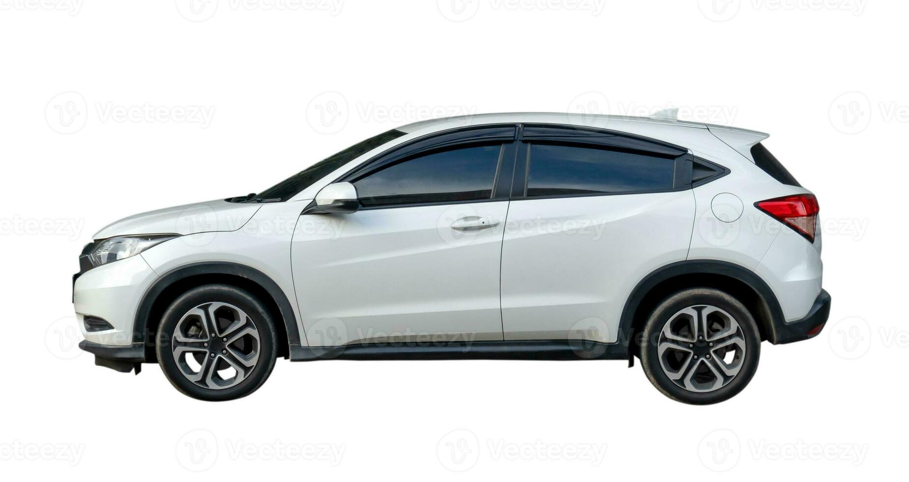white luxurious hatchback car isolated on white background with clipping path photo