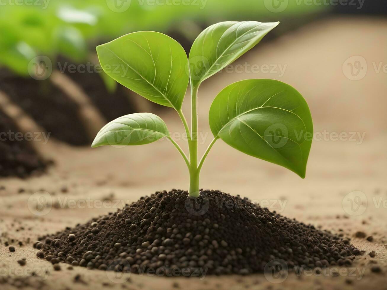 Photo young Withania plant can be seen growing in a field. Ai Generated