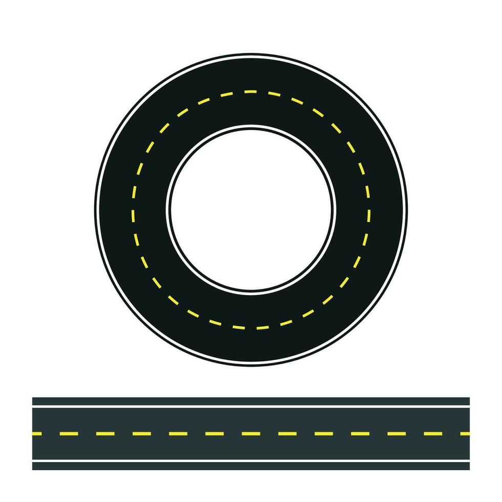 Road circle asphalt road ring highway road marking vector. vector