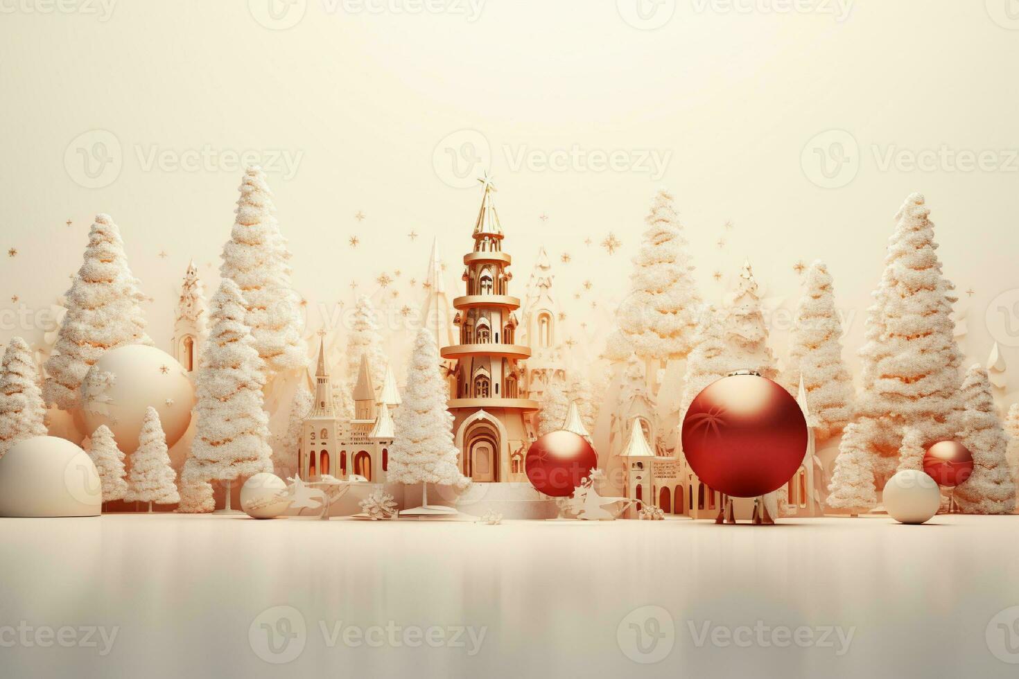 Christmas greeting card. Festive decoration on bokeh background. New Year concept generated with AI photo