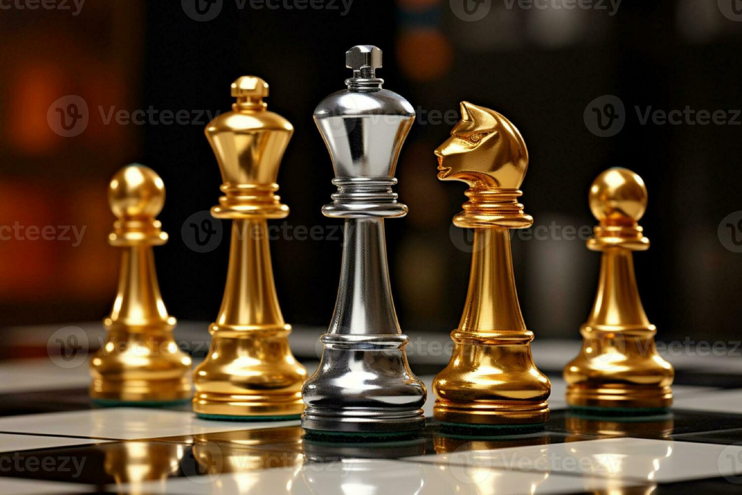 Chess business concept, leader, success on the world map background generated with AI photo
