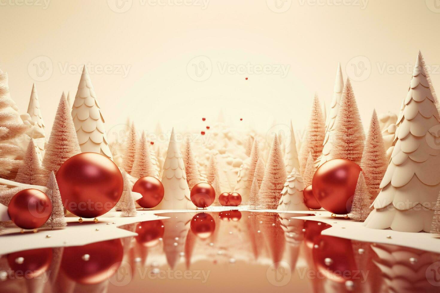 Christmas greeting card. Festive decoration on bokeh background. New Year concept generated with AI photo
