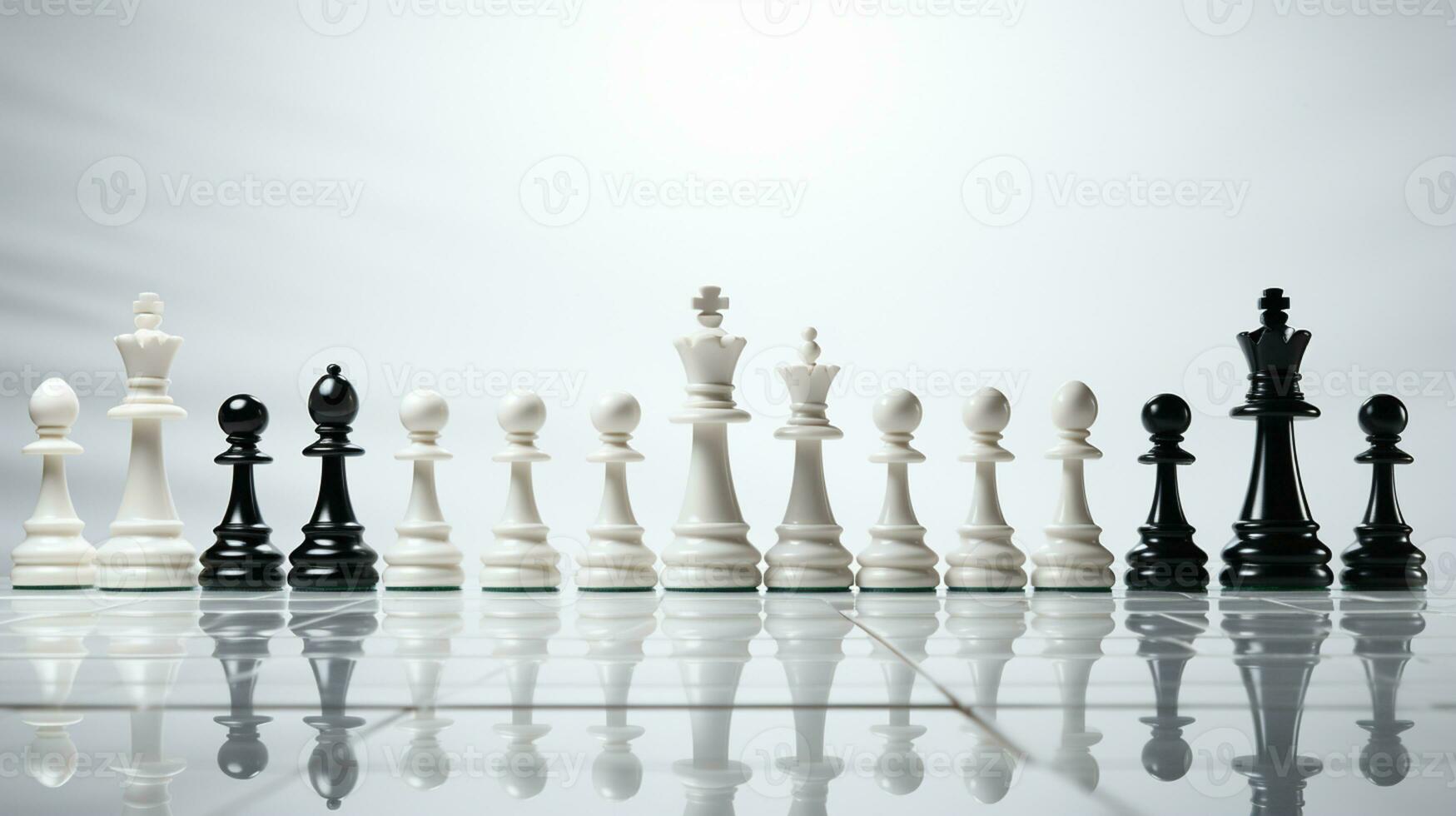 Chess pieces on chessboard, Concept for Leadership, teamwork, partnership, business strategy, decision and competition., AI Generative photo