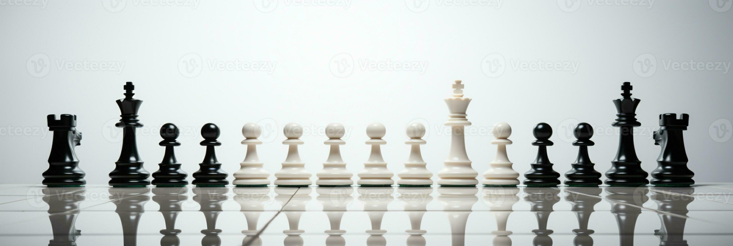 Chess pieces on chessboard, Concept for Leadership, teamwork, partnership, business strategy, decision and competition., AI Generative photo