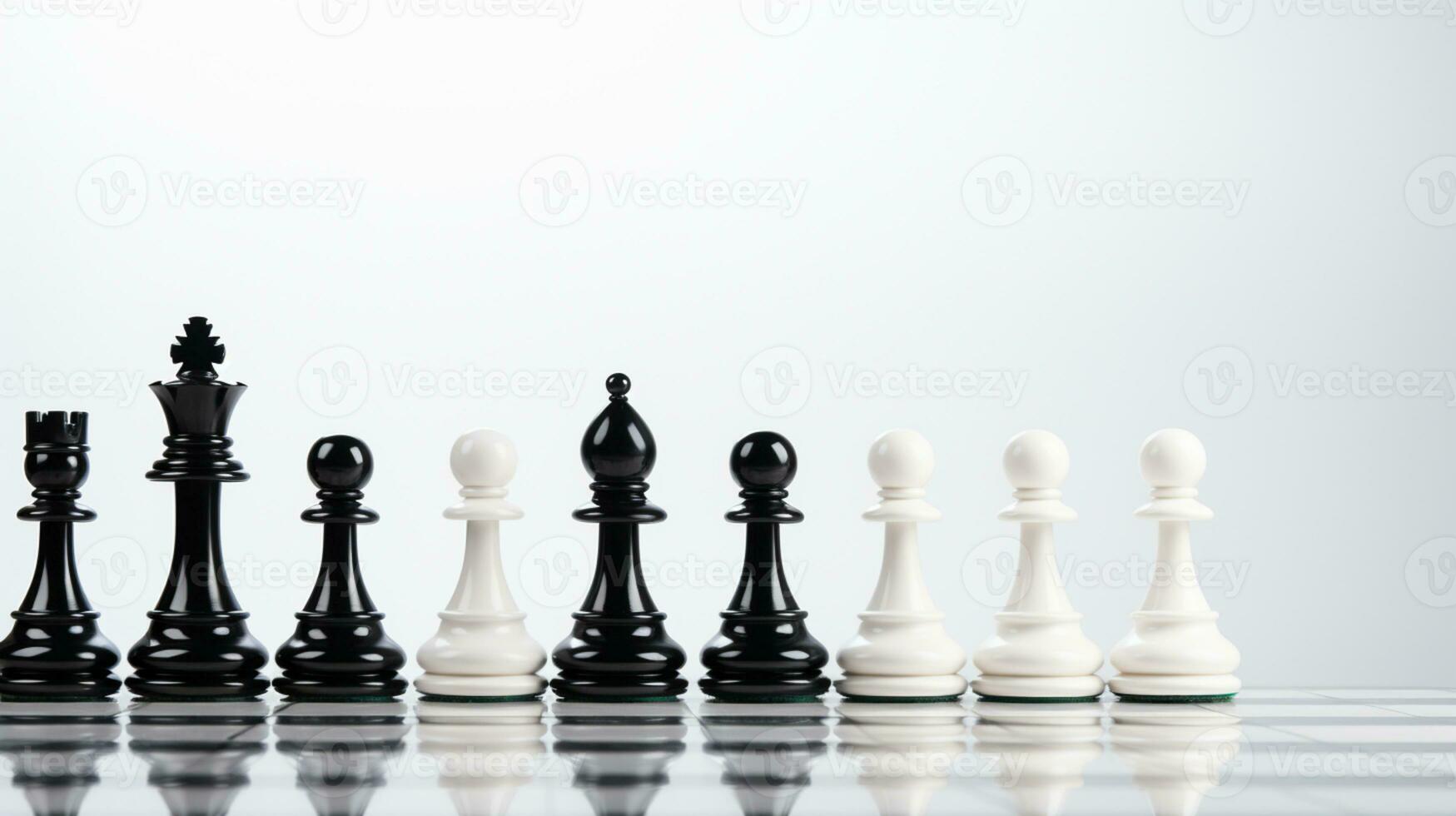Chess pieces on chessboard, Concept for Leadership, teamwork, partnership, business strategy, decision and competition., AI Generative photo