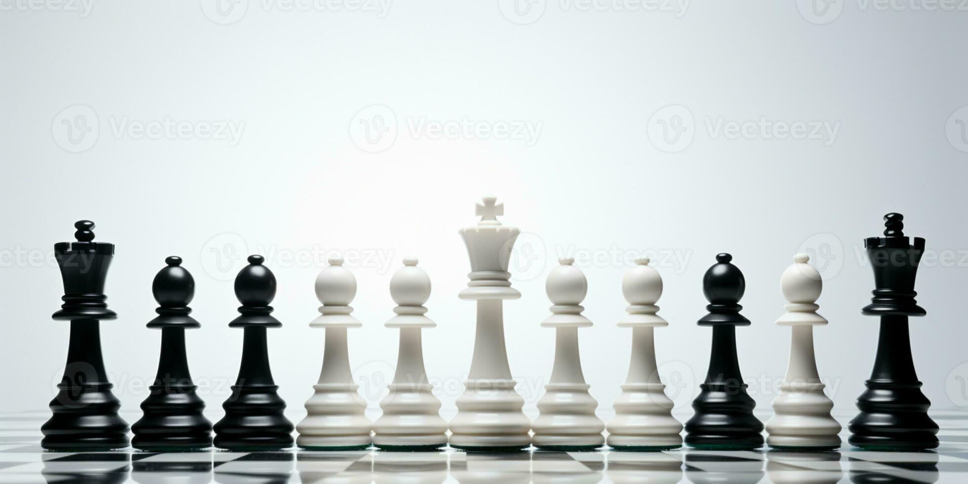 Chess pieces on chessboard, Concept for Leadership, teamwork, partnership, business strategy, decision and competition., AI Generative photo