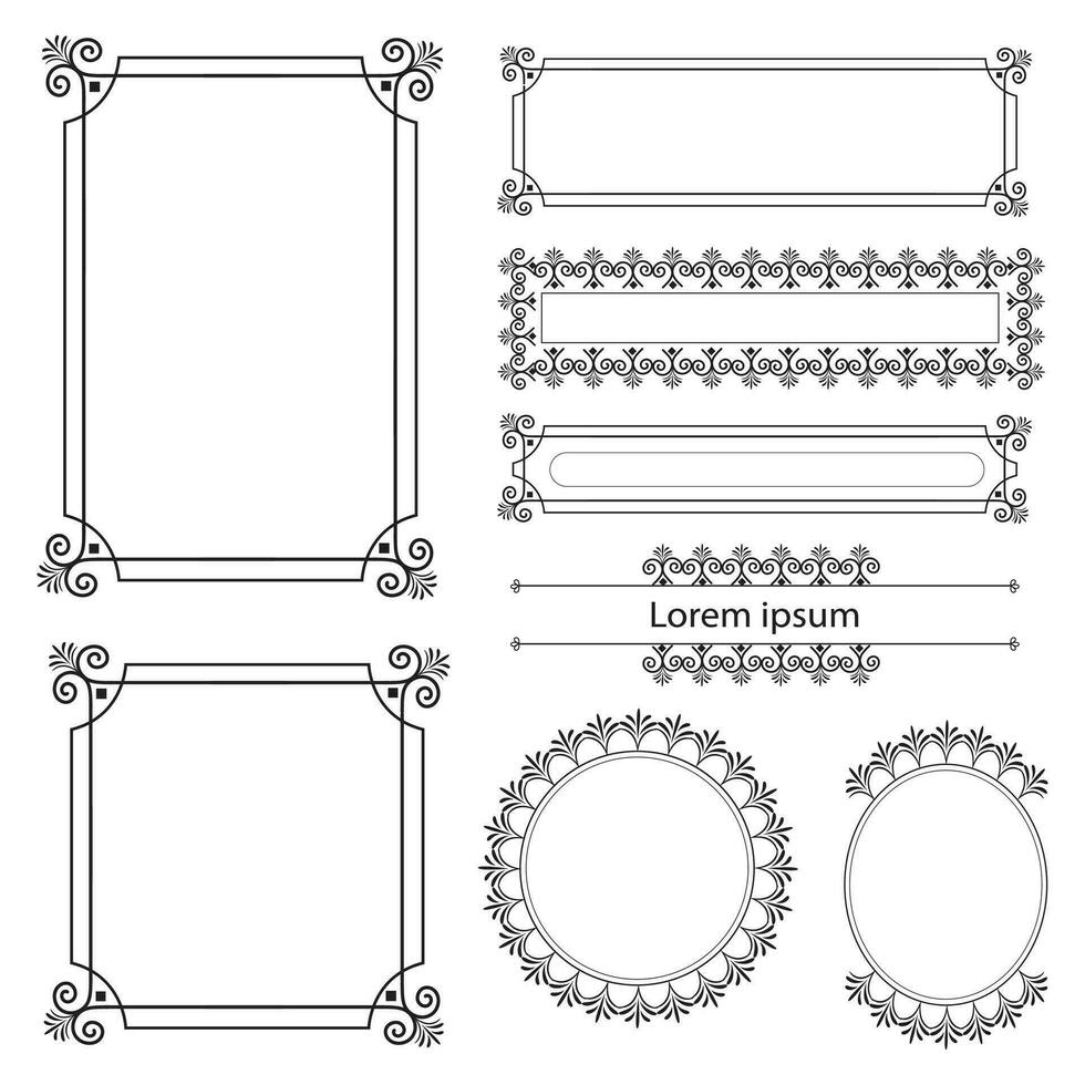 conjunto de decorativo Clásico marcos y fronteras floral ornamental marco. caligráfico marco y página decoración. vector ilustración