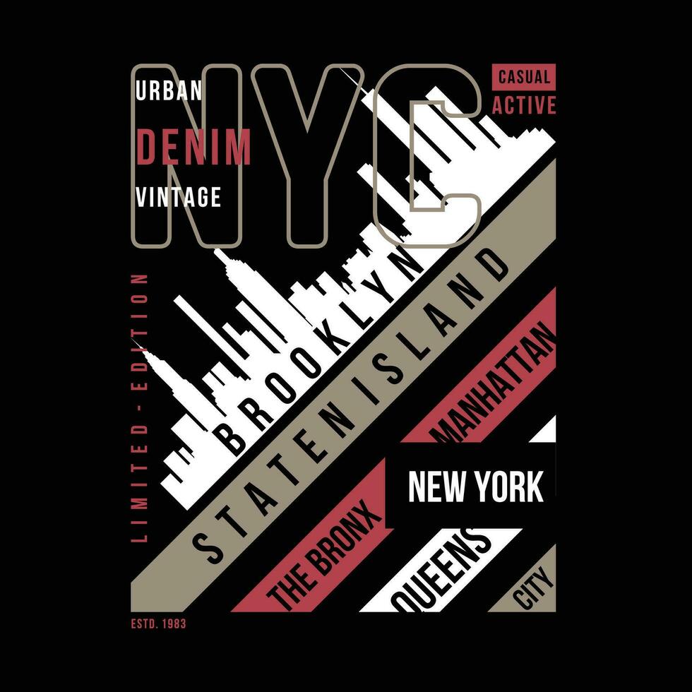 nuevo York ciudad gráfico diseño, tipografía vector, ilustración, para impresión t camisa, frio moderno estilo vector