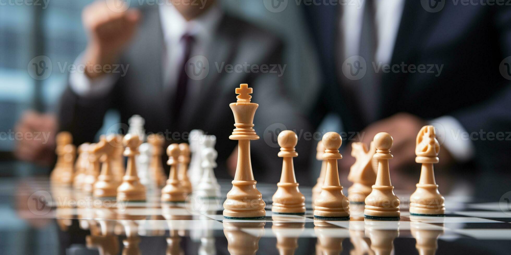 Businessman control chess game concept for ideas business strategy management, development new strategy plan, leader and teamwork, planning for competition, AI Generative photo