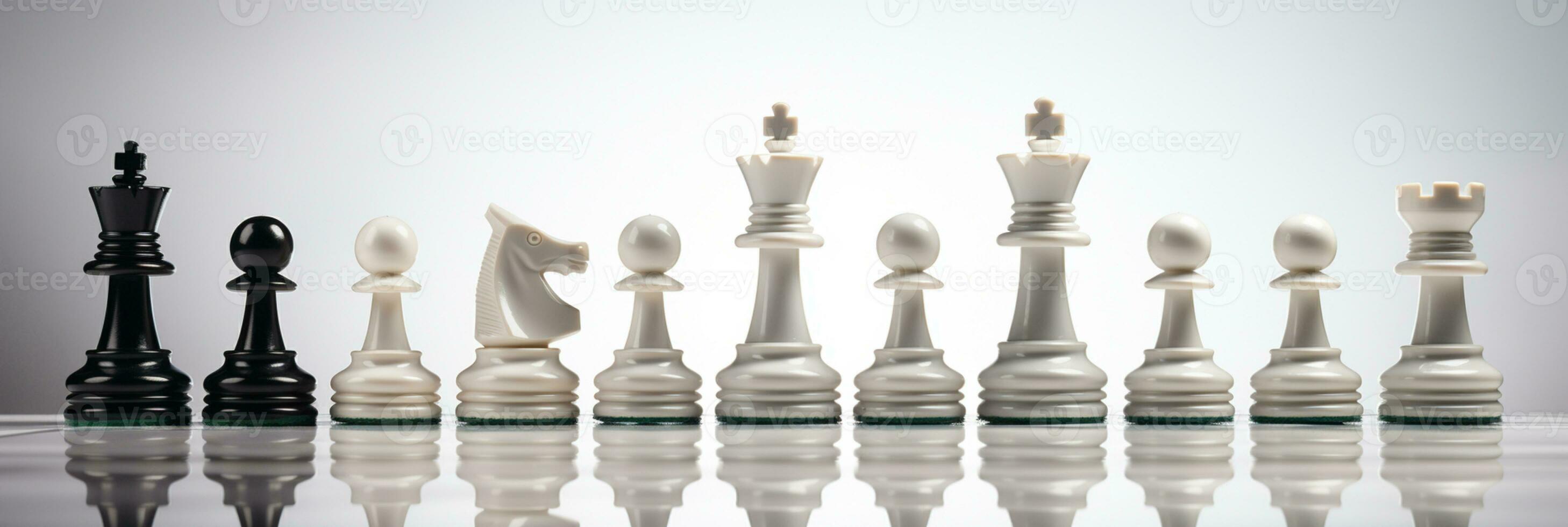 Chess pieces on chessboard, Concept for Leadership, teamwork, partnership, business strategy, decision and competition., AI Generative photo