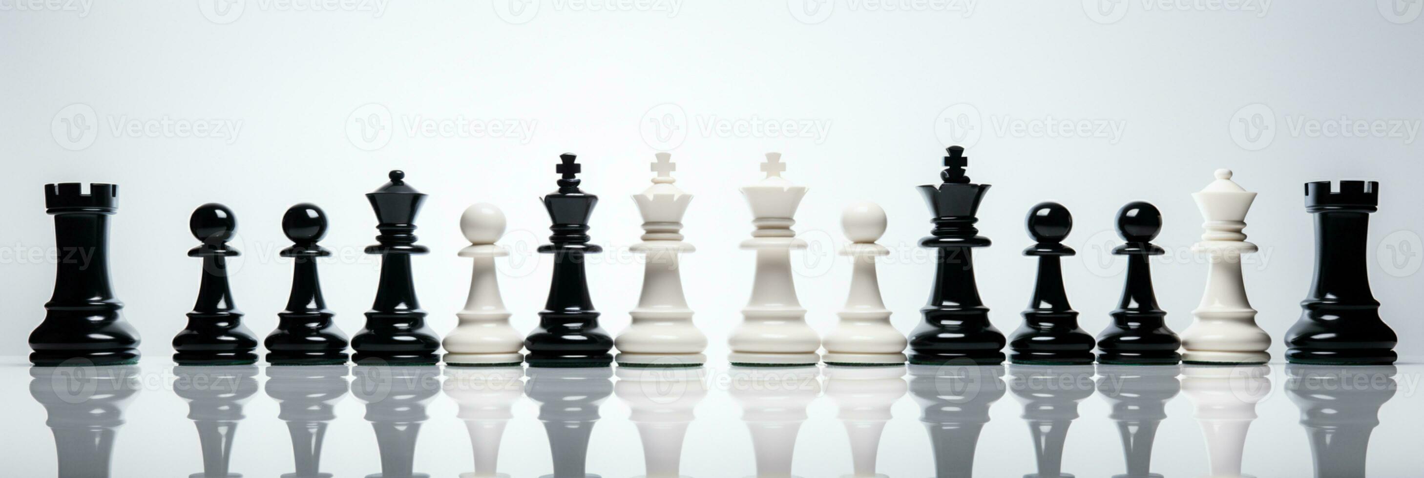 Chess pieces on chessboard, Concept for Leadership, teamwork, partnership, business strategy, decision and competition., AI Generative photo