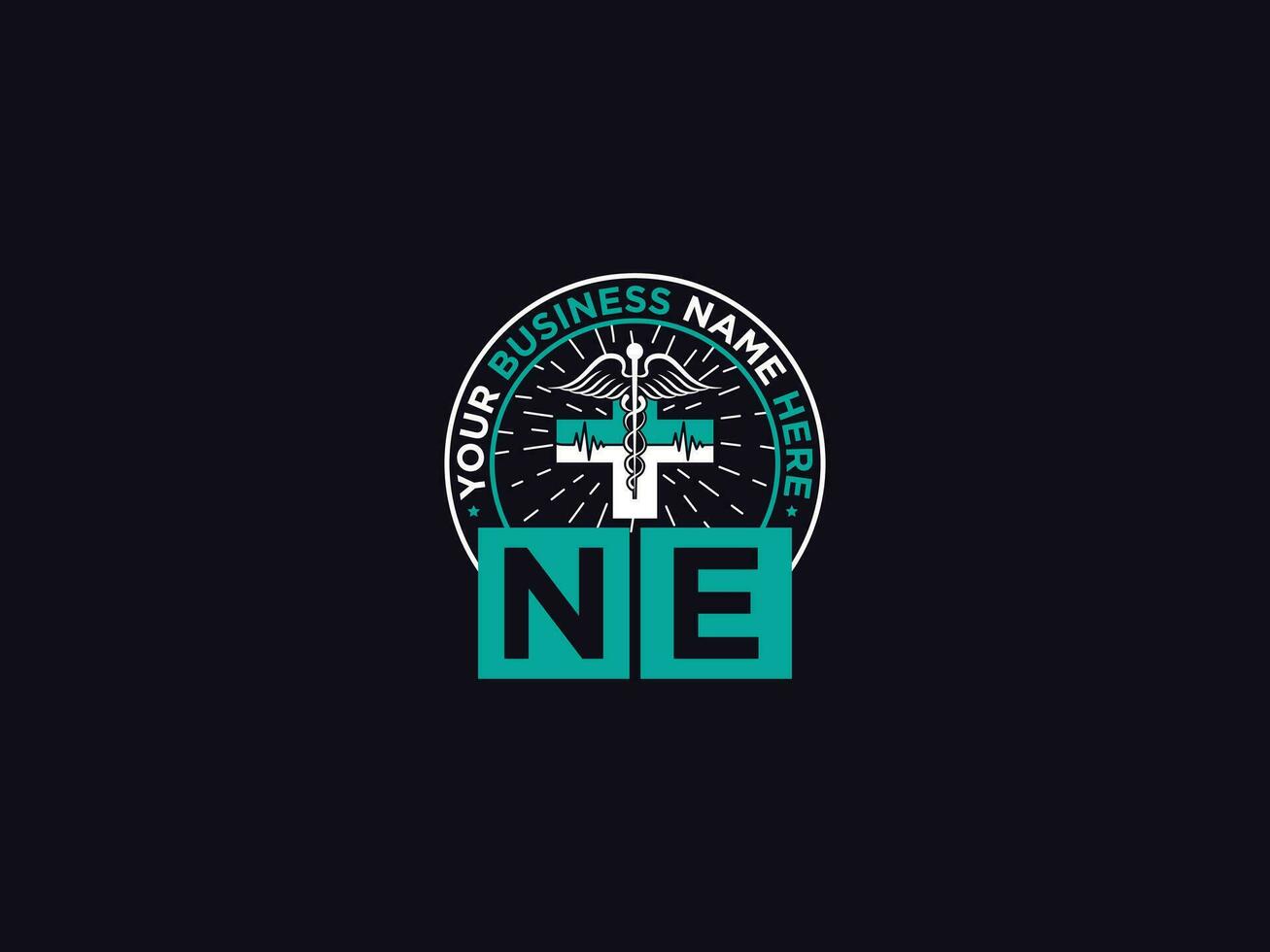 Medical Ne Logo Icon, Initial NE Doctors Logo Letter Template vector