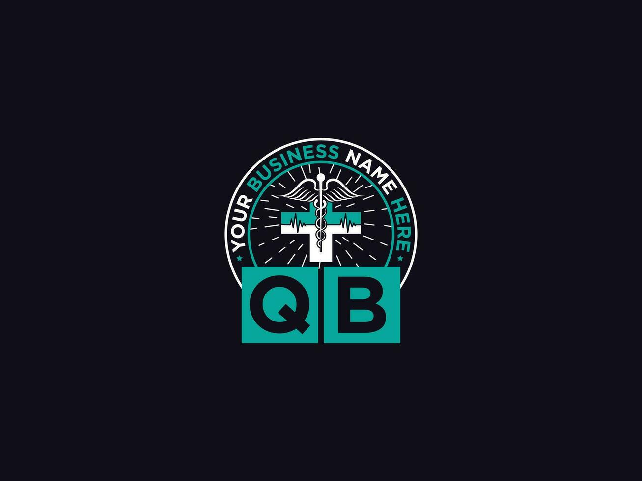 Modern Qb Medical Logo, Minimalist QB Logo Icon Vector Art For Doctors
