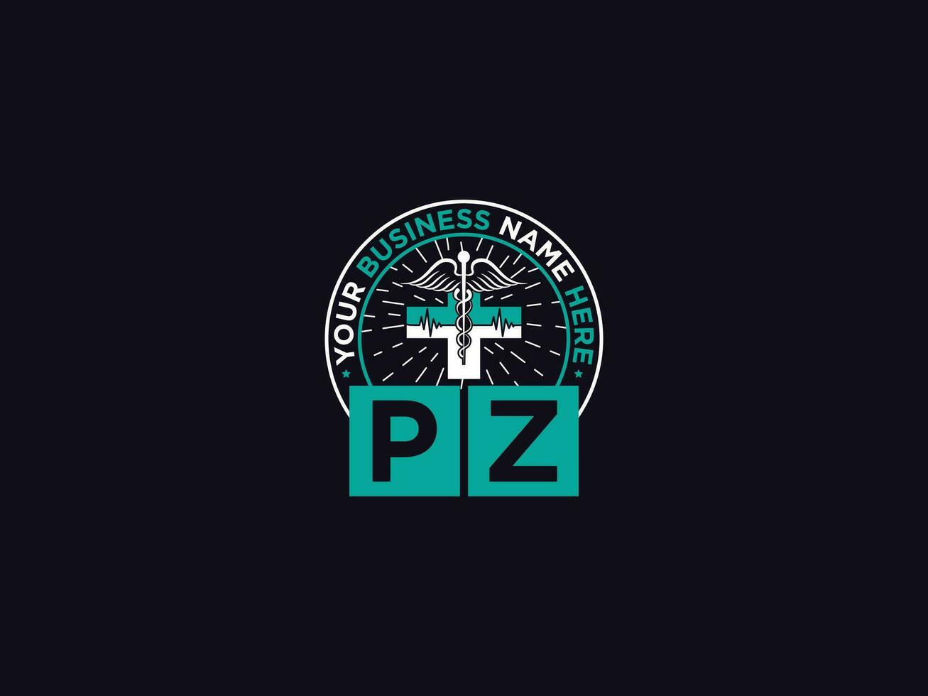 elegante pz médico logo, moderno pz logo letra diseño para tu clínica vector