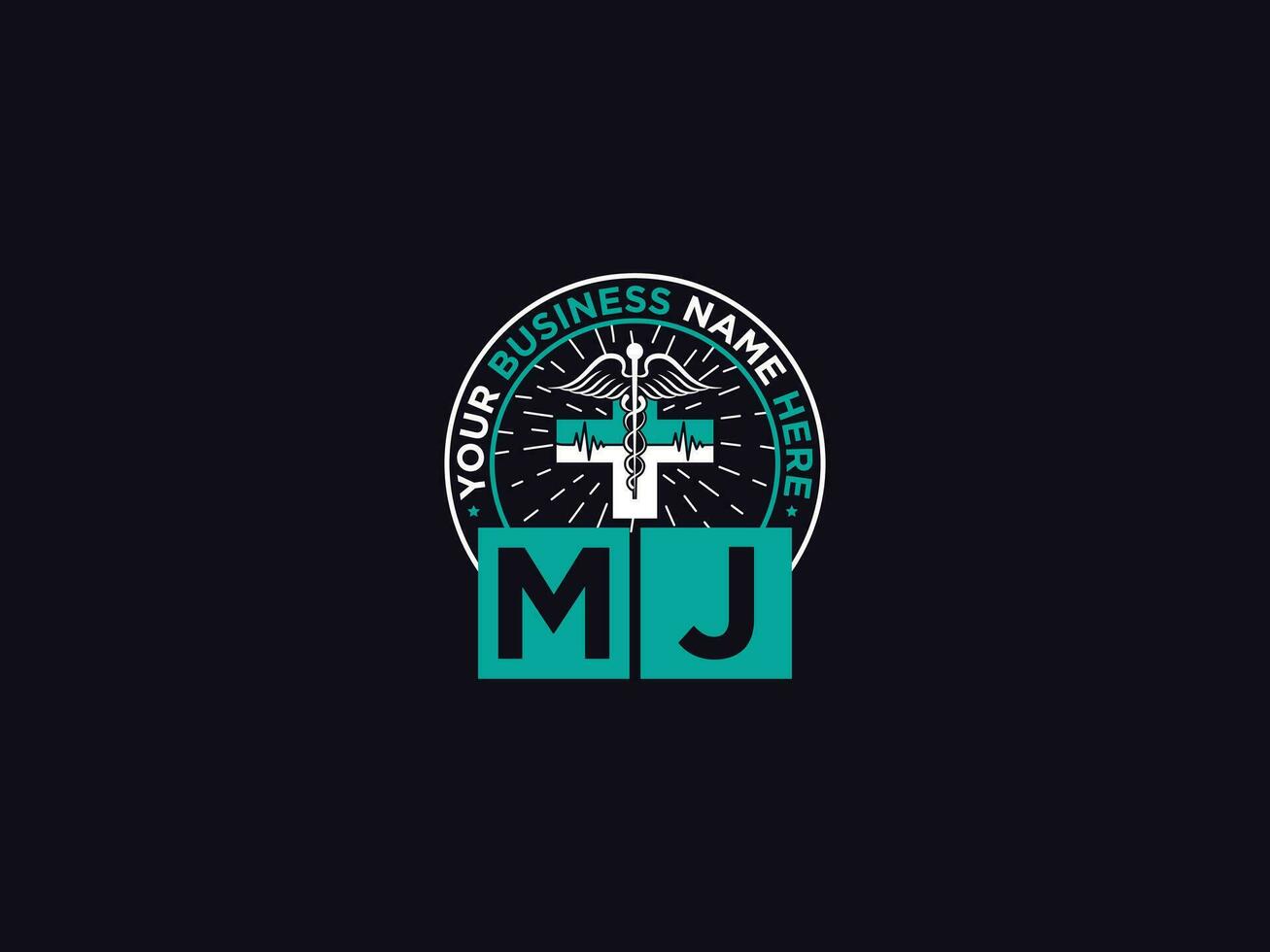 médico mj logo icono, creativo mj doctores logo letra vector