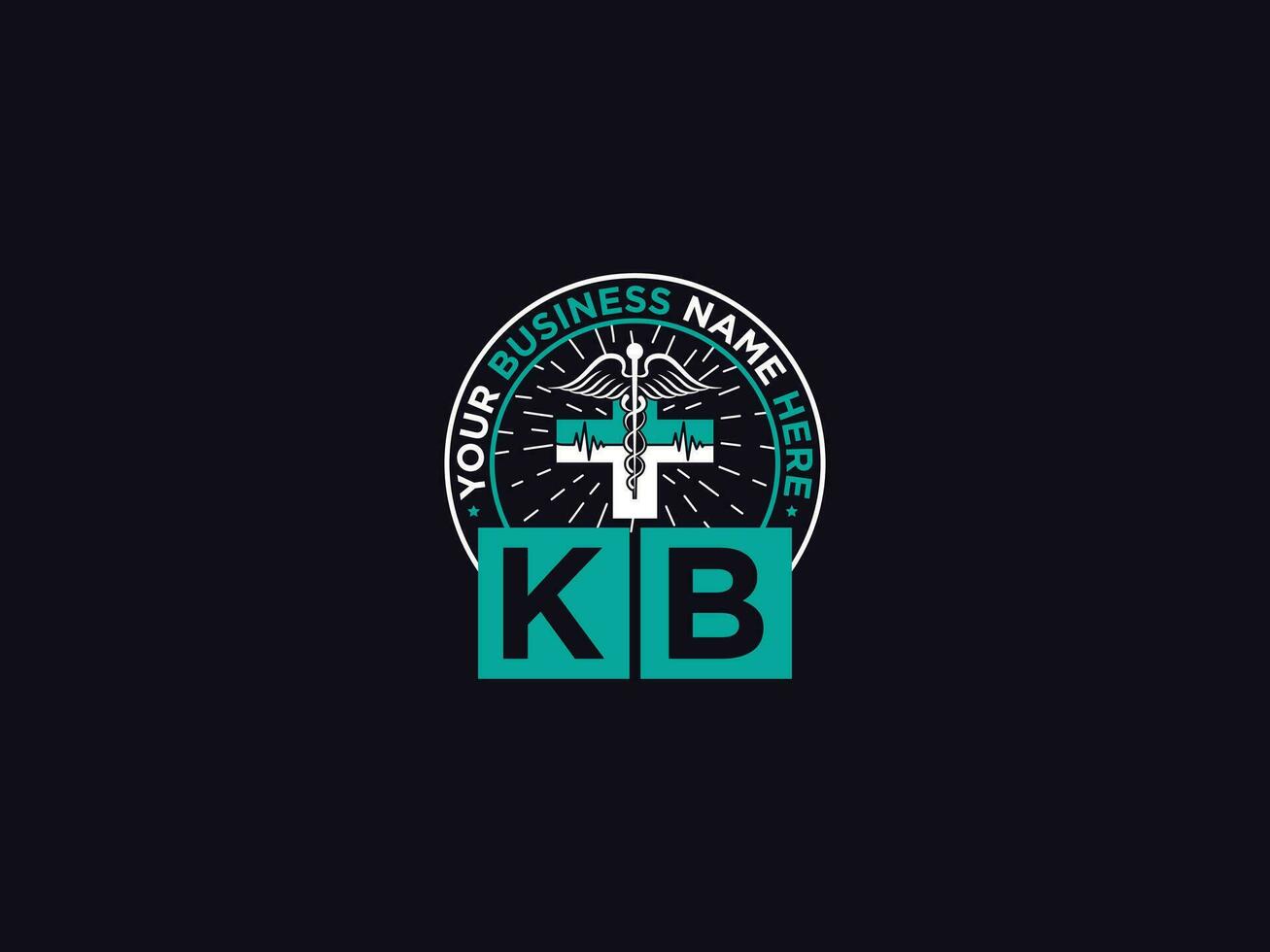 clínica kb logo carta, mínimo kb lujo médico logo para doctores vector
