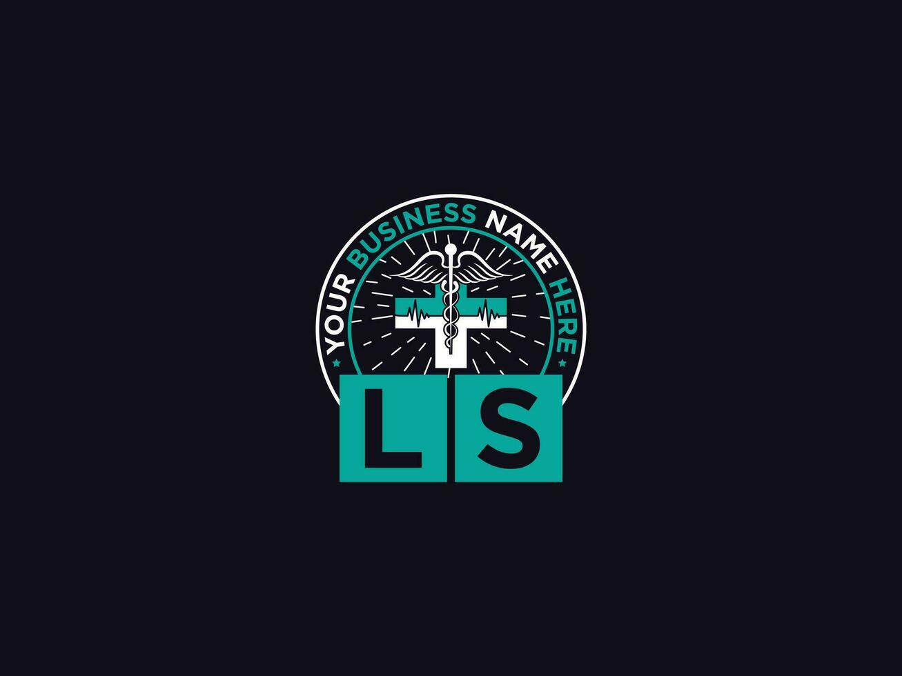 más ls logo arte, tipografía ls médico letra logo vector para doctores