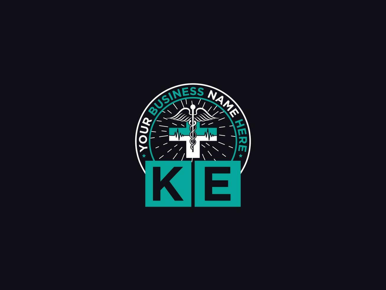 Clinic Ke Logo Letter, Minimal KE Luxury Medical Logo For Doctors vector