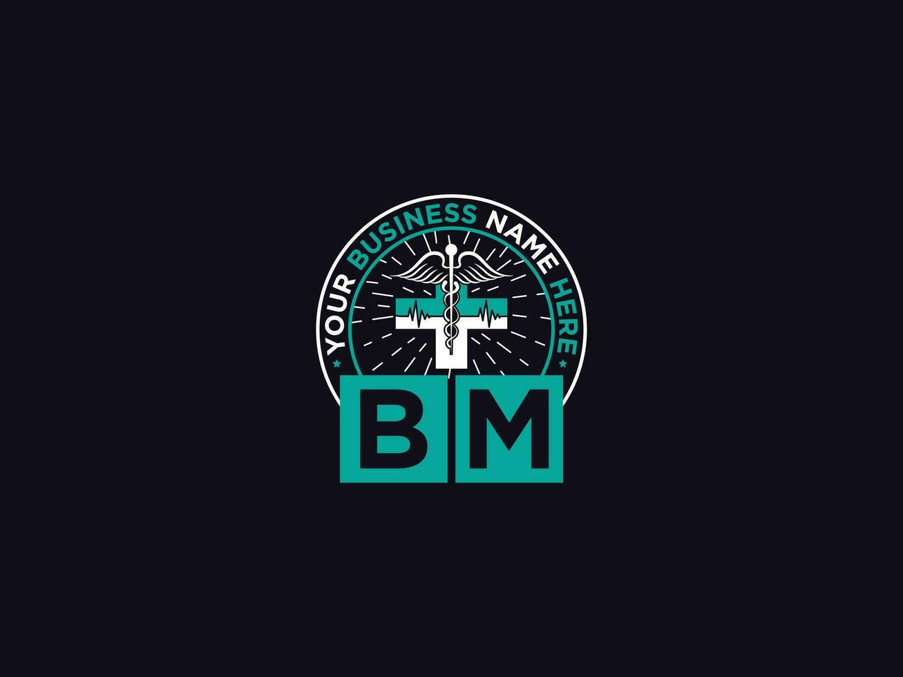 Modern Bm Medical logo, Initial Doctors BM Logo Letter For Clinic vector
