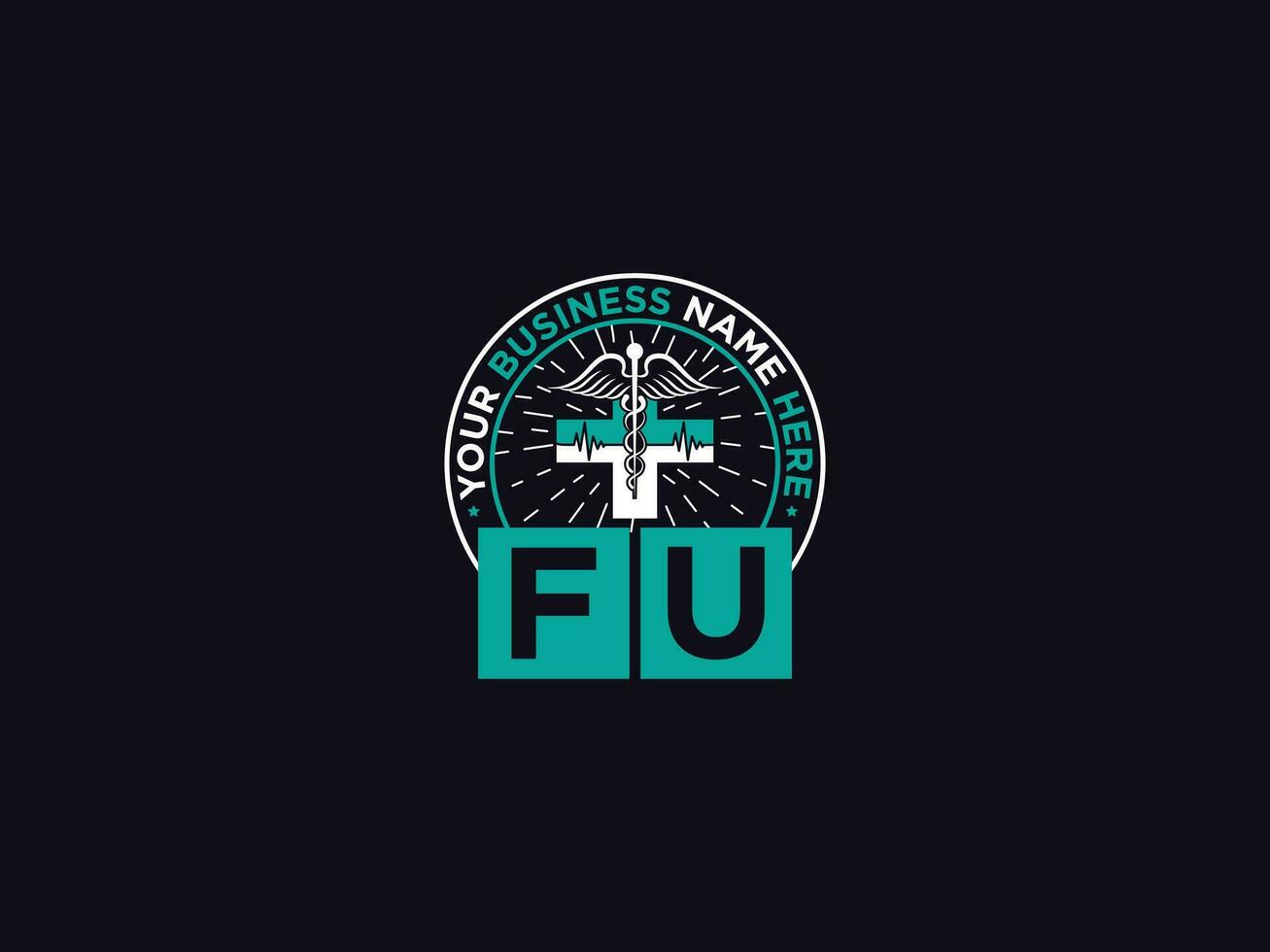 Typography Fu Logo Symbol, Letter FU Medical Doctors Logo For Your Floral Shop vector