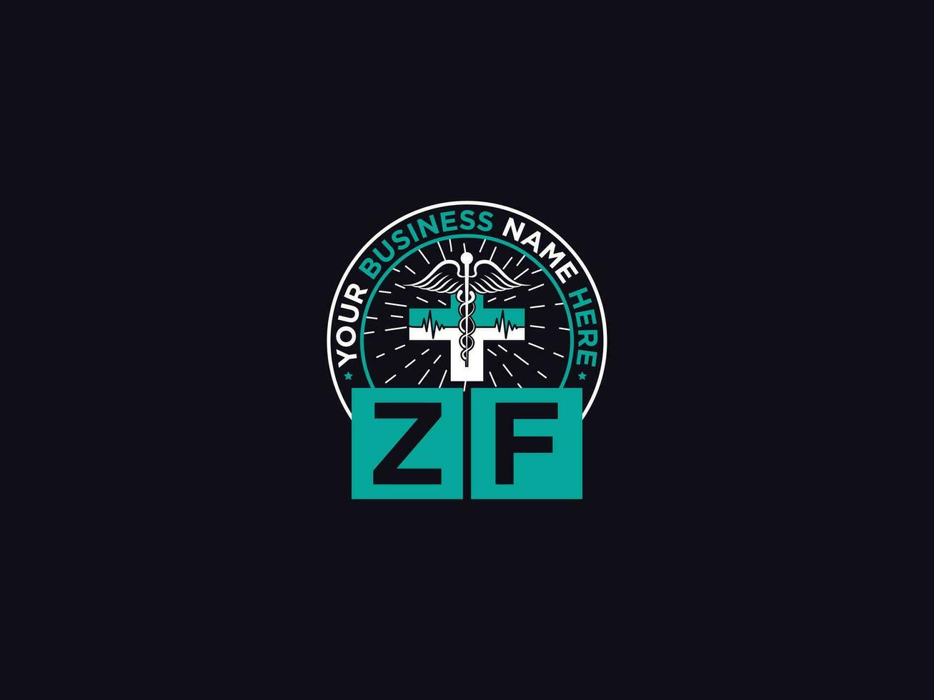 Monogram Zf Clinical Logo, Medical Zf fz Logo Letter Vector For You