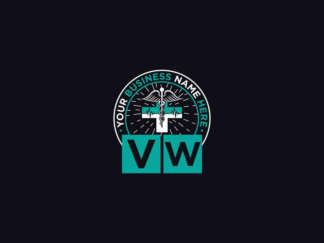 Clinical Vw Logo Icon, Medical Vw wv Logo Letter Design For Doctors vector