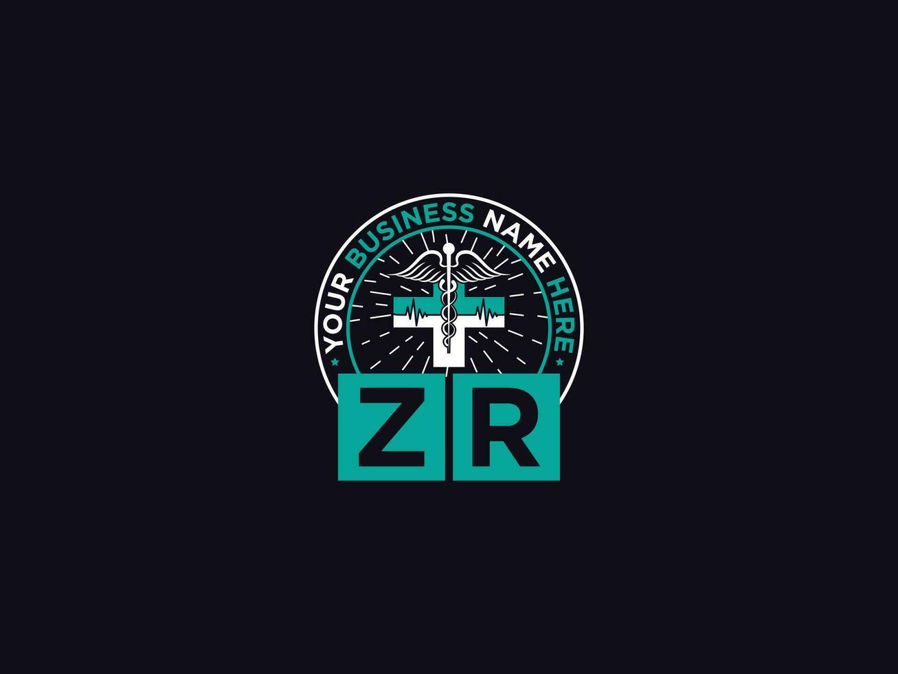 monograma zr clínico logo, médico zr rz logo letra vector para usted